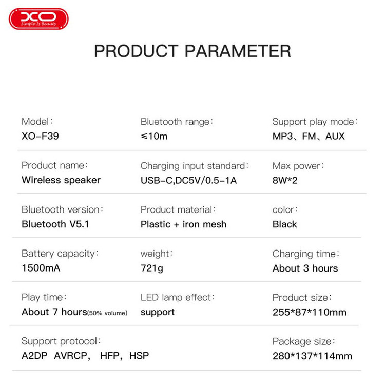 اسپیکر بلوتوثی قابل حمل ایکس او مدل xo-f39