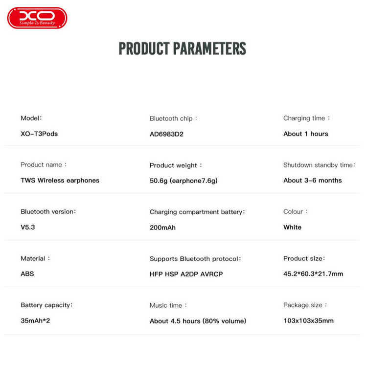 هندزفری بلوتوثی ایکس او مدل xo-t3